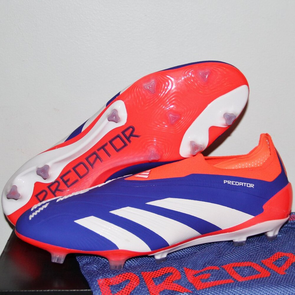 Adidas Predator Elite Laceless LL FG Soccer Cleats Mens 12.5 Blue White